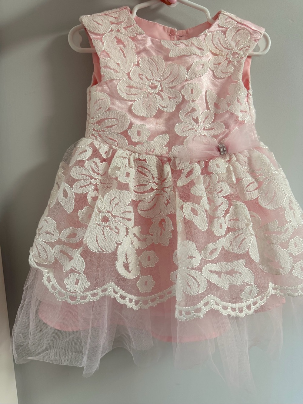 Lace overlay pink toddler dress